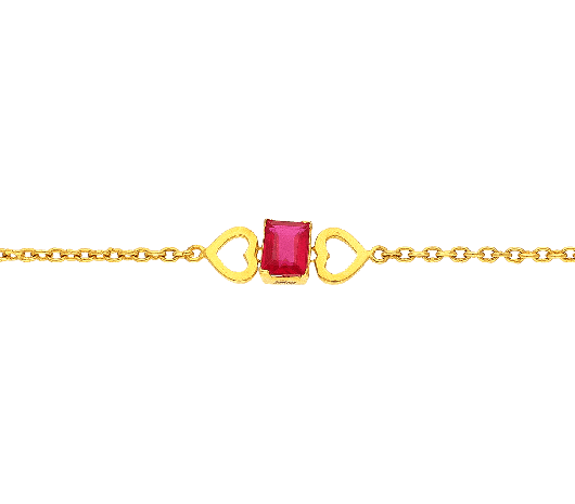 blooming twin hearted pink stone Gold Bracelet-JA0DOB