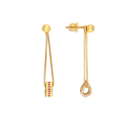 Pink Stone Gold Earrings-JA75LI