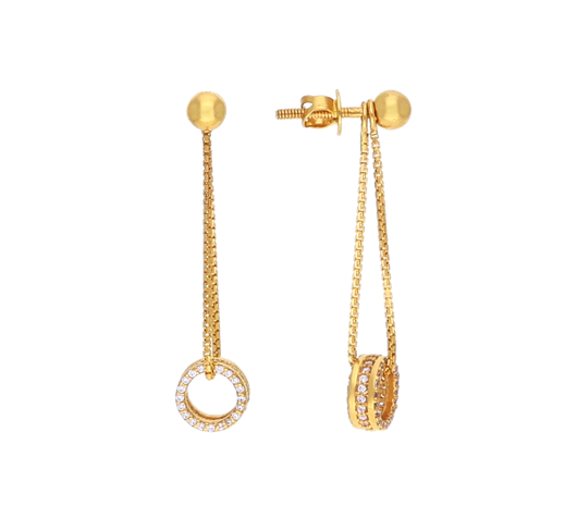 White Stone Gold Earrings-JAB2IA