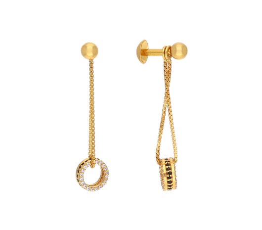 Black Stone Gold Earrings-JAVHD6