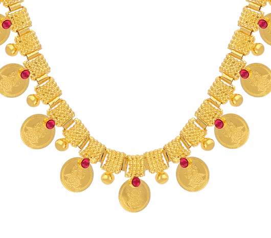 designer pattern Traditional Lakshmi Long kasu Necklace-JAF1DE
