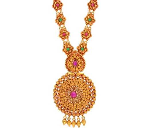 paisely designer Gold Necklace-JAT6S8
