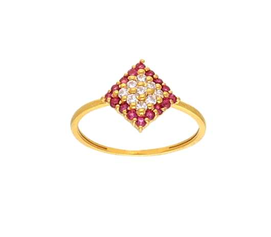 Chic pattern pink stone Studded Gold Ring-JA90ZG