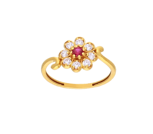 Purple Majesty floral pattern Gold Ring-JADR4T