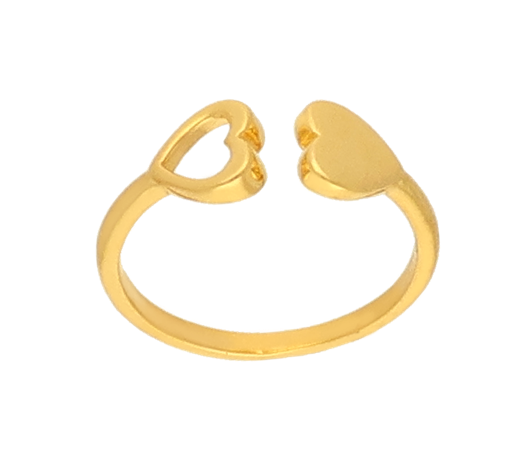 Charming twin hearted Gold Ring-JAUE3L