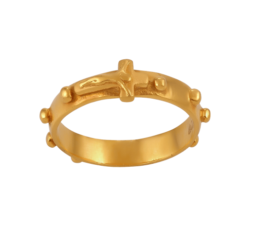 Buy RR2052 Rosary Ring 14K 18K Solid Gold Alpha Omega Cross Online in India  - Etsy