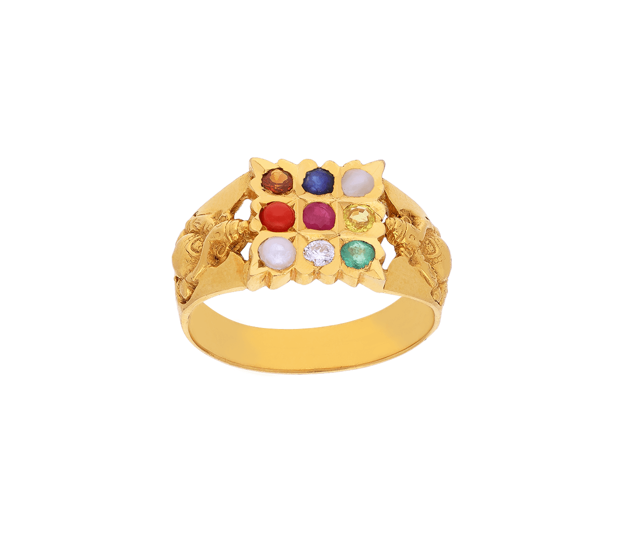 Smith Navratna Ring Online Jewellery Shopping India | Yellow Gold 14K |  Candere by Kalyan Jewellers