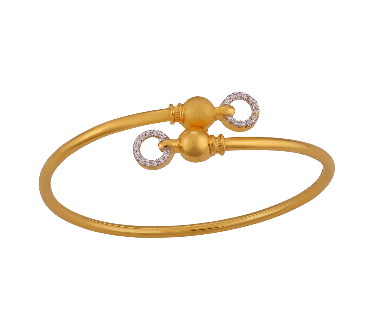 14k Yellow Gold Cubic Zirconia Ball Flexible Bangle Bracelet LF1895
