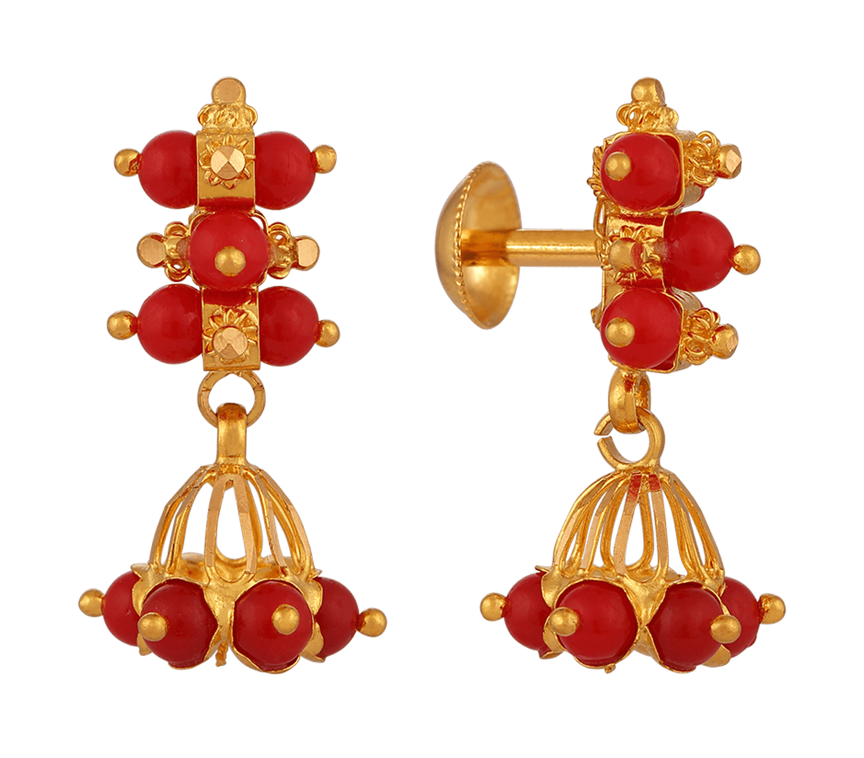 Buy Simple Light Weight Small Flower Design Gold Plated Coral Earrings  Online