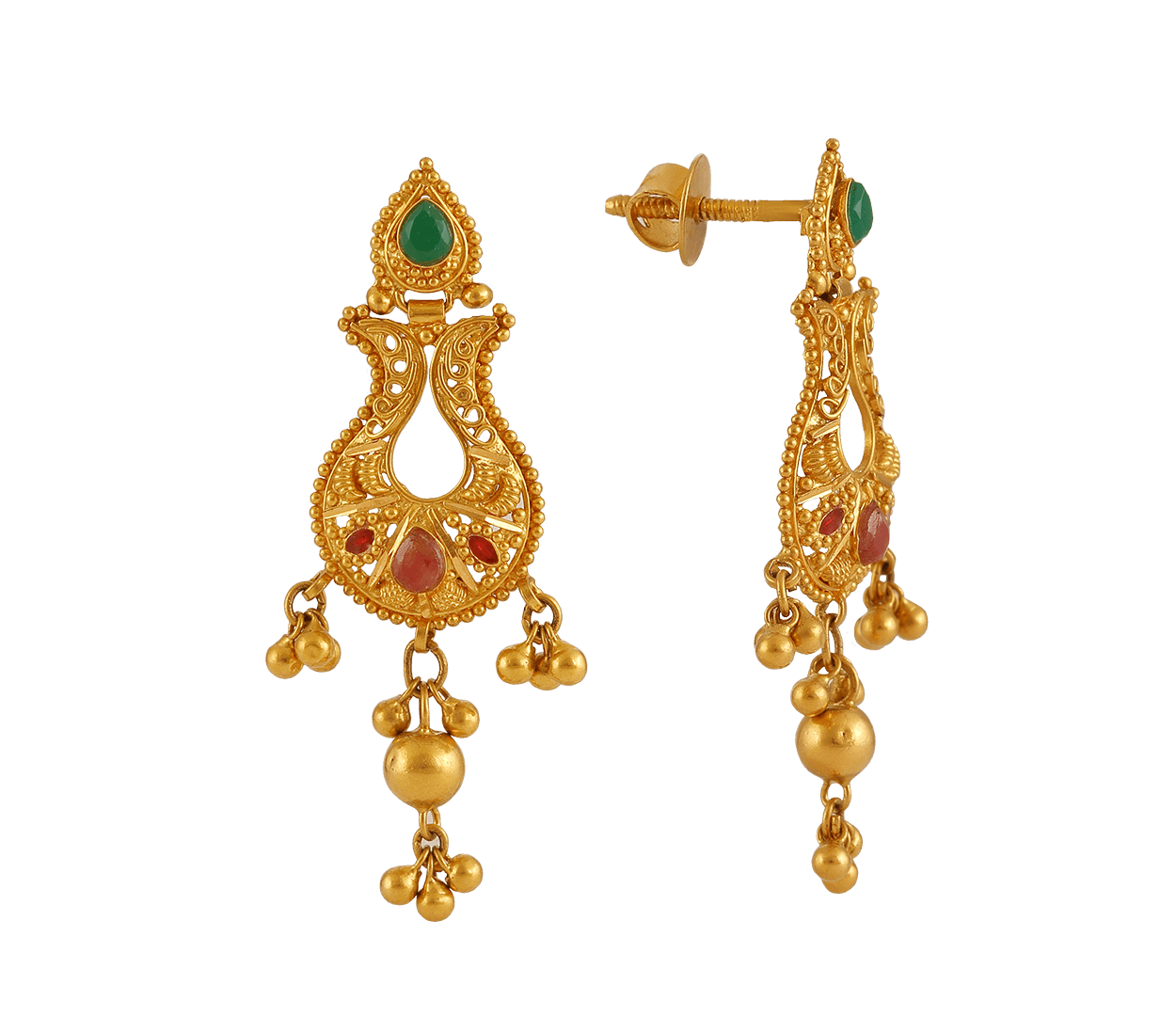 Gold earrings online shopping in India - Navrathan