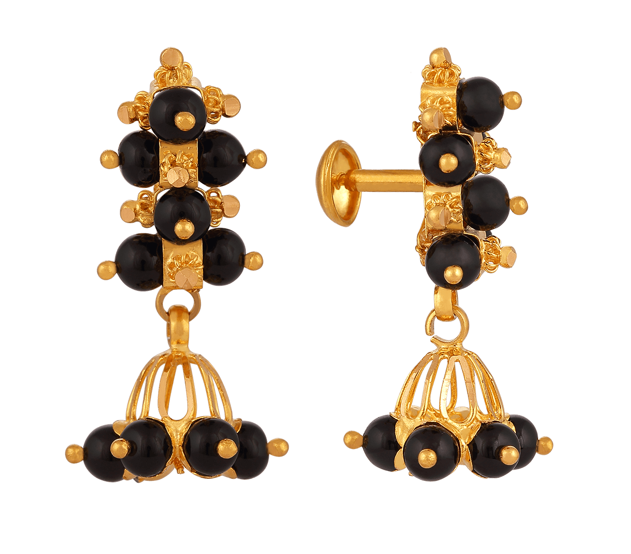Black Bead Earrings Gold | SUTRAWEAR | Free Shipping Worldwide – Sutra Wear