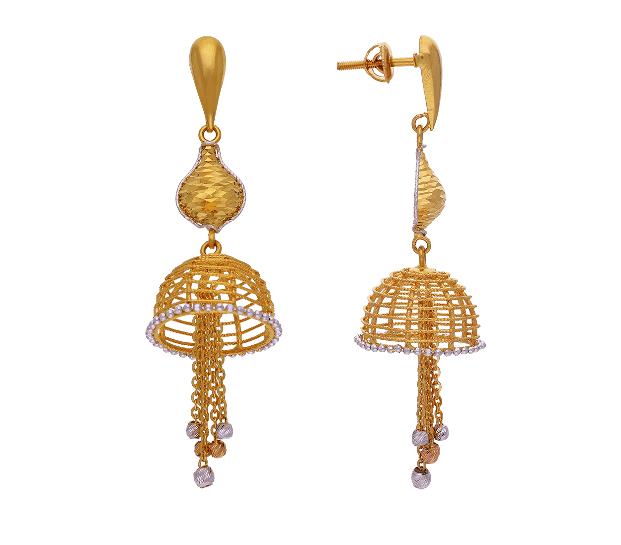 Temple Design Stone Studded Lakshmi Jhumka Earrings – Urshi Collections