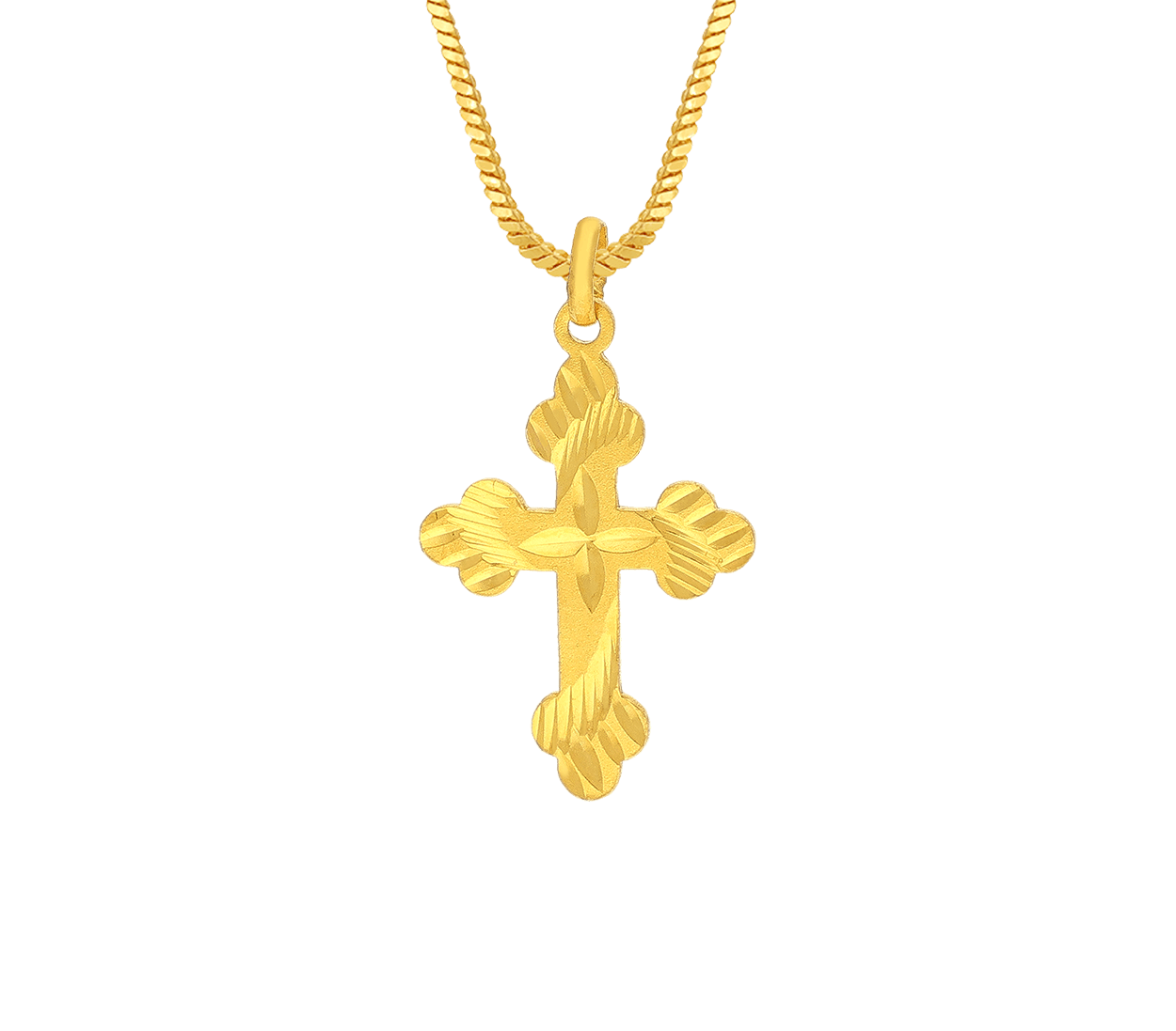 REAL 10k Yellow Gold Cross Pendant 2mm Rope Chain 20