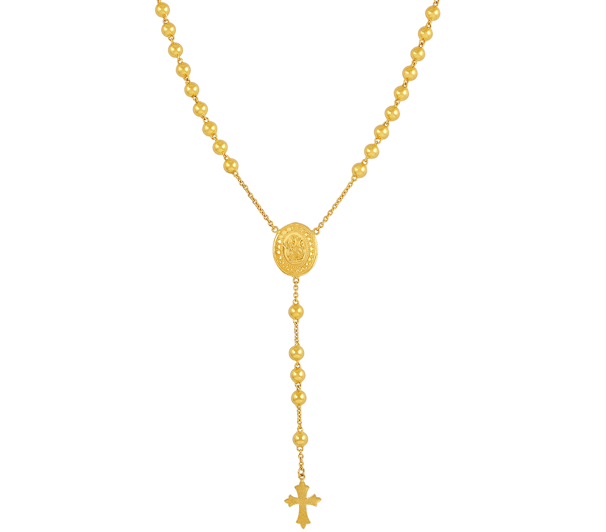 18K YELLOW GOLD ROSARY NECKLACE MIRACULOUS MARY MEDAL & JESUS CROSS ITALY  MADE | eBay