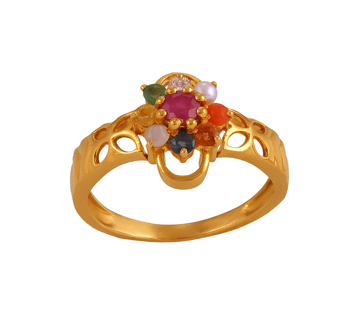 Certified 18k Gold Natural Navratna Ring For Women - Gleam Jewels
