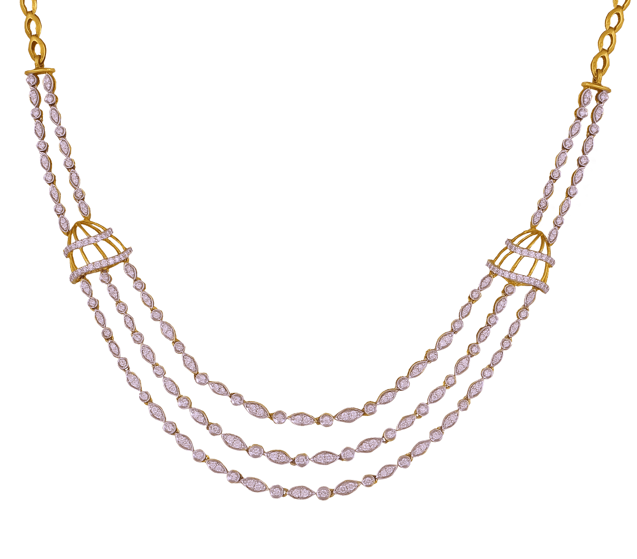 South Indian 2 Layer Close Setting Diamond Necklace - Kothari Diamonds and  Jewels