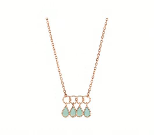 Aqua Drop Charm 18 KT Gold Necklace
