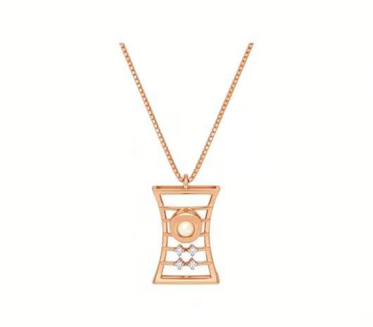 Timeless Pattern White Stone 18 KT  Rose Gold Necklace