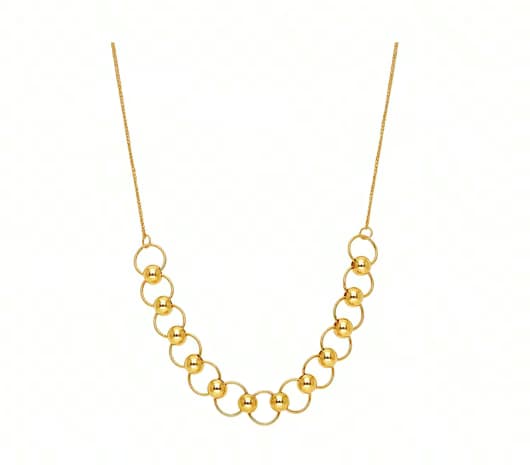 Golden Orbit Beaded 18 KT Gold Necklace