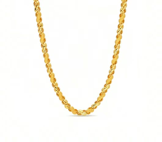 Textured Leaf Link 22 KT Gold Chain