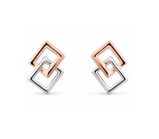 Interlocking Geometric Dual-Tone Platinum Earrings