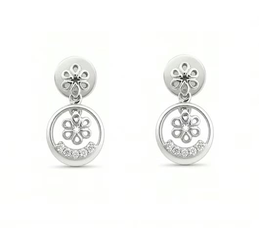 Floral Grace Platinum Earrings