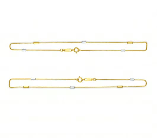 Two-Tone Radiant Link 18 KT Gold Anklet