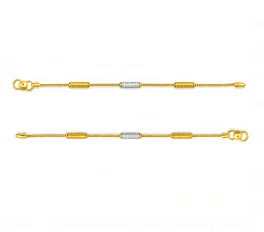Dual-Tone Bar Grace 22 KT Kids Gold Anklet