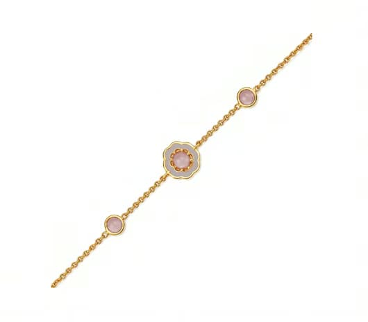 Blush Petal Charm 22 KT Gold Bracelet