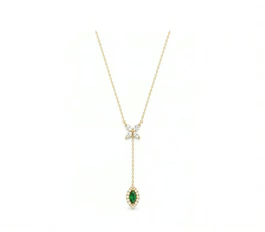 Green  Flutter Luxe 18 KT Gold Necklace