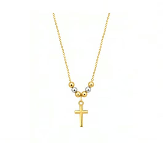 Divine Cross Beadline 18 KT Gold Necklace