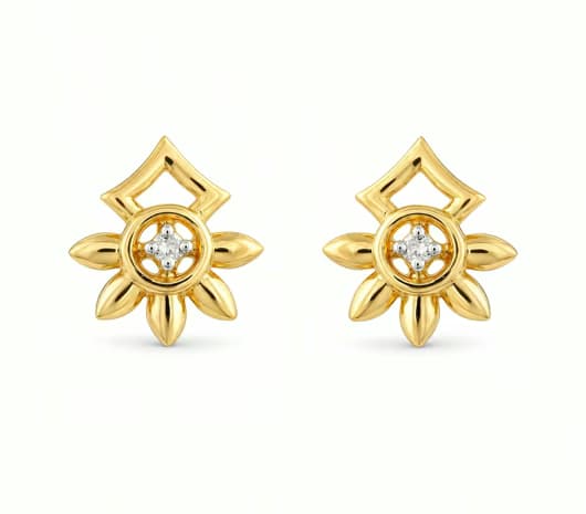 DmdStudBloom Elegance 14 KT Diamond Earrings