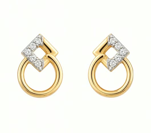 Square Orbit 14 KT Diamond Earrings
