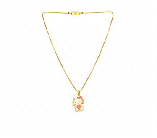 22KT Gold Rosy Bow Animal Charm Kids Necklace