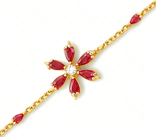 Ruby Blossom 22 KT Gold Bracelet