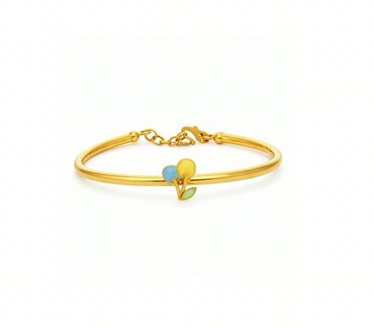 22KT Gold Blue & Yellow Flower Kids Bangle