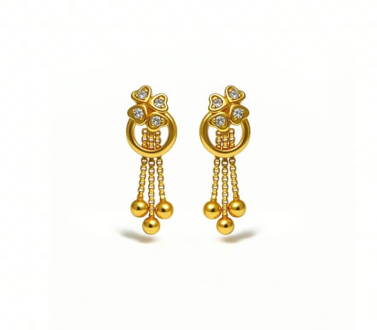 Golden Blossom Drop 22 KT Gold Earrings