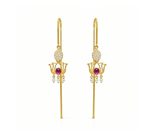 Lavender Lotus 22 KT suidhaga Gold earrings