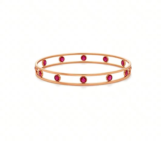Garnet Glow Double Circle 18 kt Rose Gold Bangle