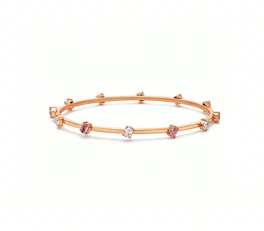 Dual-Layer Gemstone 18 kt Rose Gold Bangle