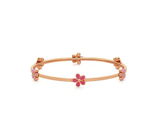 Floral Charm18KT Rose Gold Kids Bangle