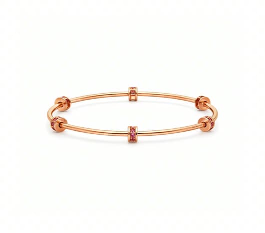 Band Motif Pink Sparkle 18KT Kids Gold Bangle