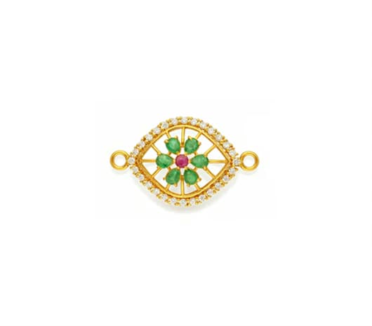 Nature Charm Pink Floral 22 KT Gold Pendant
