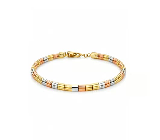Trinity Tone Link 18 kt Gold Bangle Bracelet