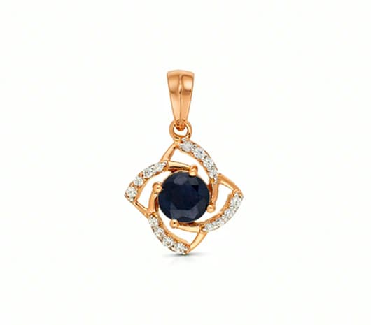 Royal Blue Sapphire Heart Glow 18 KT Precious Stone Pendant