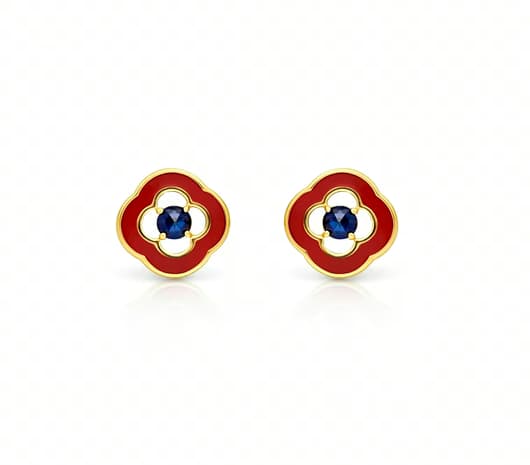 Ruby Blue Grace 22 KT Gold Earrings