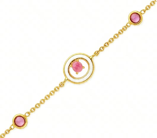 Ruby Halo Glow 22 KT Gold Bracelet