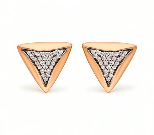 Triangle Shine Stone 18 kt Rose Gold Earrings