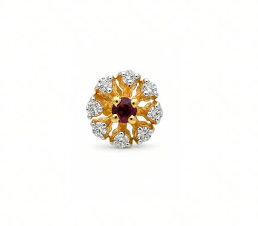 Ruby Bloom Shine 14KT Gold Nose Pin