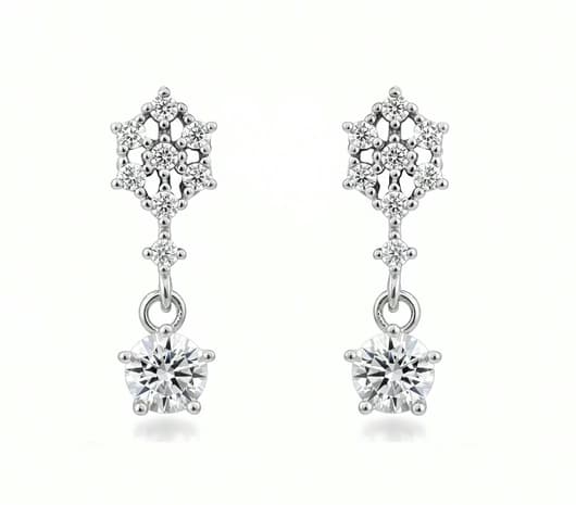 Floral Charm Design Silver Earrings